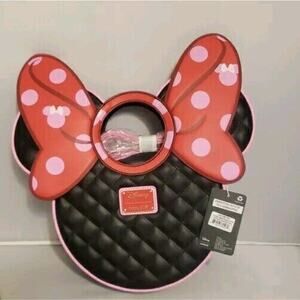 Disney Minnie Mouse Quilted Bow Head Crossbody Bag Loungefly